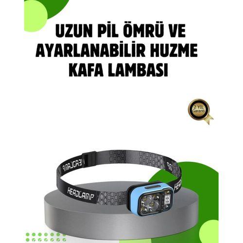53 Modlu Süper Parlak Led Kafa Lambası Type C Şarjlı Güç Göstergeli