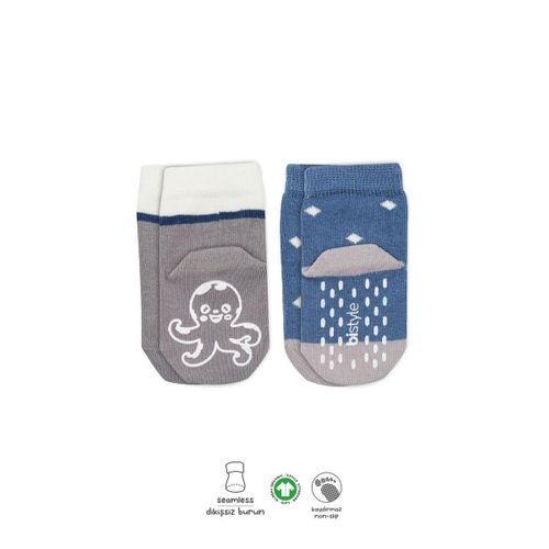 Bistyle Hayvan Figürlü Kaymaz Erkek Soket Çorap 2'Li BS10119 İndigo