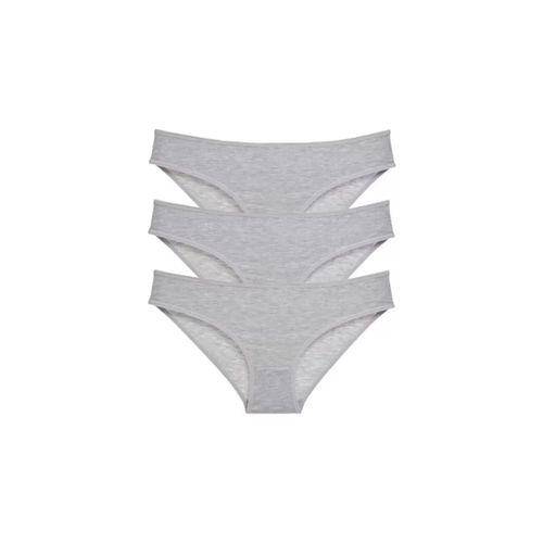 3 Adet Süper Eko Set Likralı Kadın Slip Külot Gri