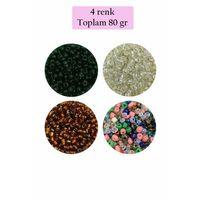 Dökme Cam Kum Boncuk (8/0) 3 mm - 4 Renk - Toplam 80 Gram - BNC419