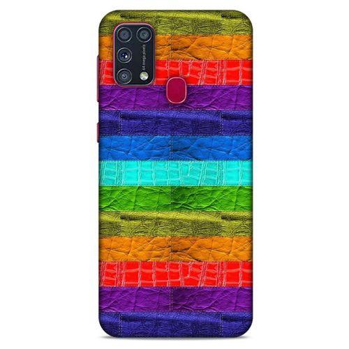 Samsung Galaxy M31 Kılıf Patchwork (38) Neo Hybrid Kılıf Yeşil Kırmızı Mor