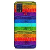 Samsung Galaxy M31 Kılıf Patchwork (38) Neo Hybrid Kılıf Yeşil Kırmızı Mor