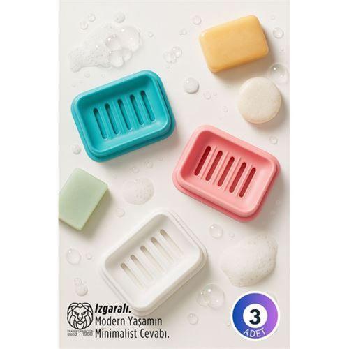 Claire Serisi 3’lü Lüks Renkli Sabunluk Seti - Modern Islak Alan Düzenleyici