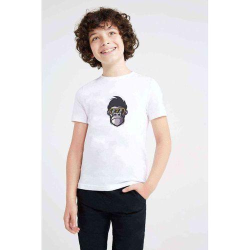 Cool Monkey Baskılı Unisex Çocuk Beyaz t-shirt