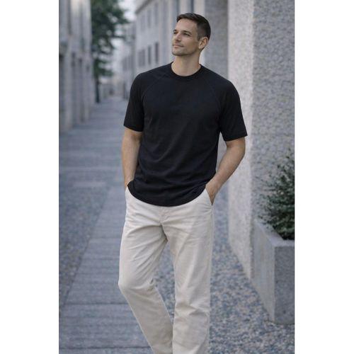 Beckett Reglan Kol İnce Triko Kısa Kollu Erkek T-Shirt - Siyah