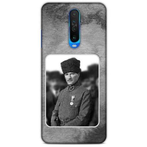 Xiaomi Redmi K30 5G Kılıf Atatürk (38) Neo Hybrid Kılıf Antrasit Taş