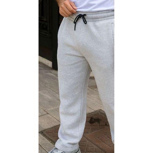 Erkek Üç Iplik Kışlık Pamuklu Ovarsize Bağcıklı Düz Paça Cepli Eşofman Altı Spor Rahat Model - Gri