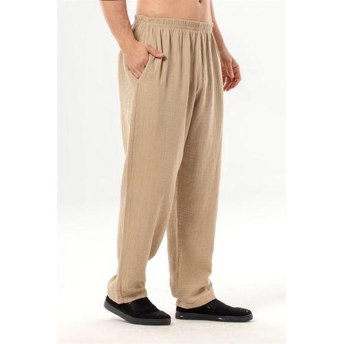 Beli Lastikli Yandan Çift Cepli Müslin Şalvar Pantolon Vizon Vzn