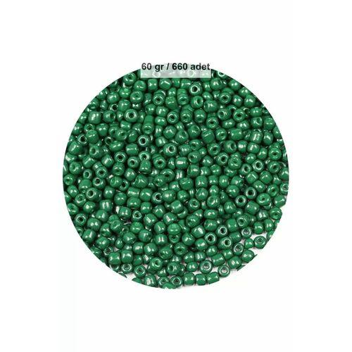 Koyu Yeşil Renk 4 mm Yaklaşık 660 adet / 60 gram Cam Boncuk Oya Yazma Bileklik ve Kolye
