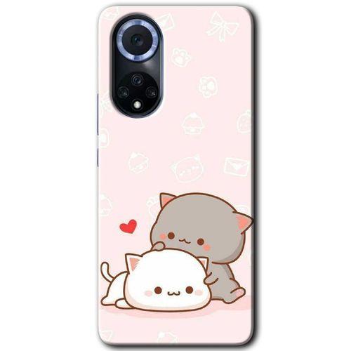 Huawei Nova 9 HD Baskılı Kılıf + 9D Tam Ekran Koruyucu - Kedi Aşkı