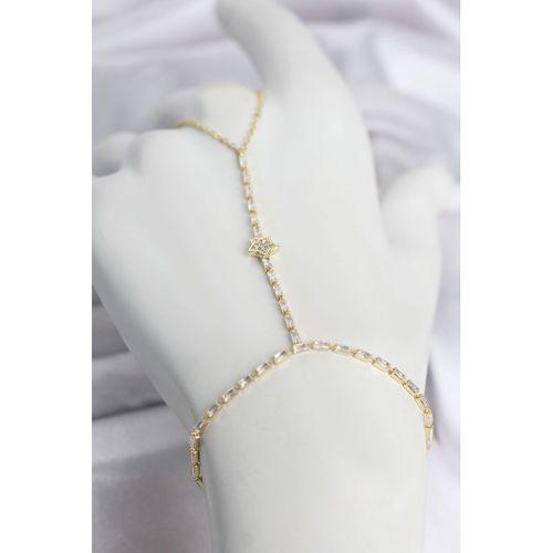 Gold Renk Pirinç Zirkon Taşlı Yıldız Model Şahmeran