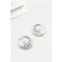 Taşlı Çiçek Küpe - Gümüş