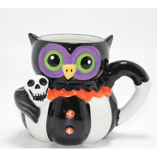 Kurukafa Tutan Baykuş Figürlü Seramik Kupa Bardak