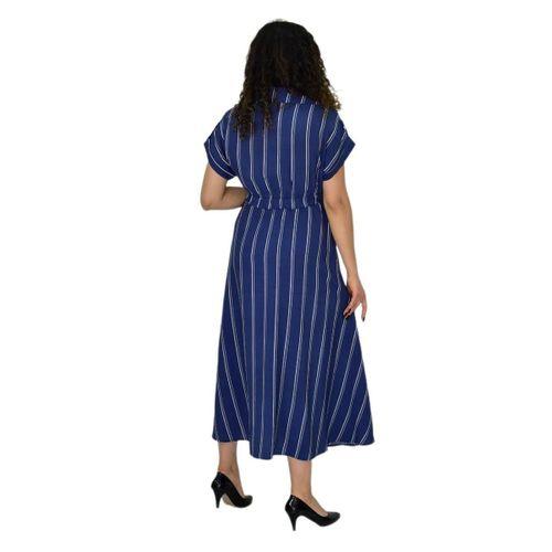 Kadın Beli Lastikli Çizgili Elbise BGL-ST04638