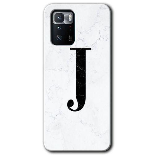 Poco x3 GT Kılıf HD Desen Baskılı Arka Kapak - Beyaz Mermer Desenli J Harfi + Kırılmaz Cam