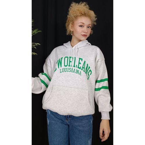 BASKILI KAPŞONLU KANGURU CEPLİ 3 İPLİK SWEATSHIRT