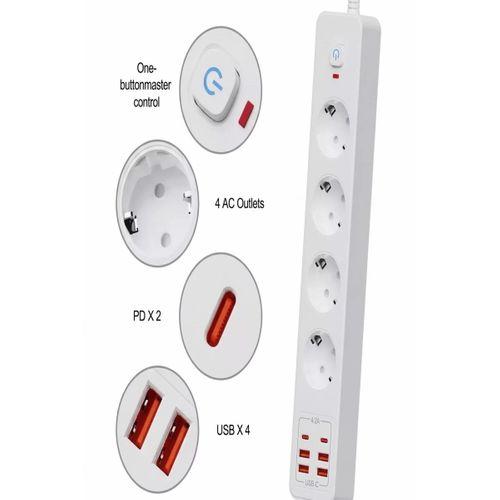 Termal Akım Korumalı 4’lü Priz 4x Usb 2x Type-c Çıkışlı Grup Priz Çoğaltıcı (3500w)