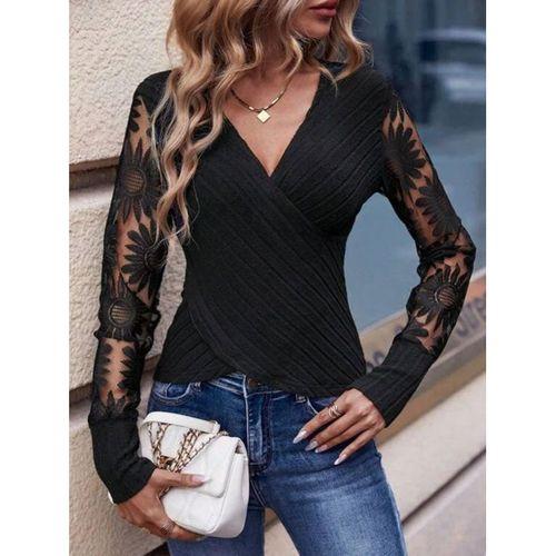 Kadın Uzun Kollu Kruvaze Yakalı şardonlu Kaşkorse Bluz