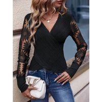 Kadın Uzun Kollu Kruvaze Yakalı şardonlu Kaşkorse Bluz