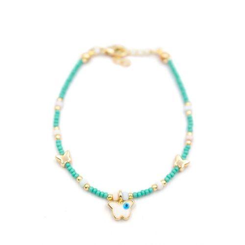 Kelebek Boncuk Bileklik - Açık Yeşil