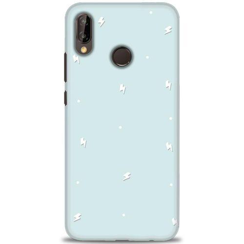 Huawei P20 Lite Kılıf HD Baskılı Kılıf - Beyaz Şimşekler + Tam Ekran Koruyucu