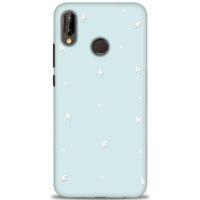 Huawei P20 Lite Kılıf HD Baskılı Kılıf - Beyaz Şimşekler + Tam Ekran Koruyucu