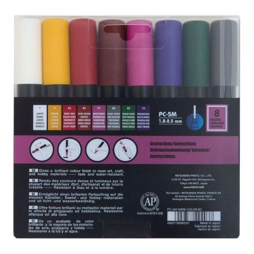 UNİBALL POSCA (1.8-2.5) SU BAZLI BOYAMA MARKÖRÜ KOYU RENK 8'li SET ( N ) (UNİ-PC-5M)/ 8C DC SET