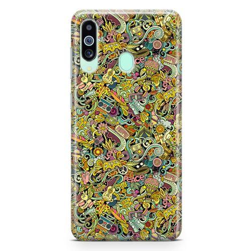 Samsung Galaxy A60 Kılıf Hippie Doodle Arka Kapak Koruma Desenli Full Koruyucu