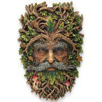 WISE Yeşil Adam Duvar Maskı Dekoratif Obje – Mitoloji ve Doğa Temalı Poliresin Duvar Dekoru – 26 cm