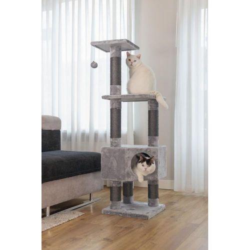 Beeztees Kedi Köşe Tırmalama ve Oyun Evi, Gri, 40x40x135cm