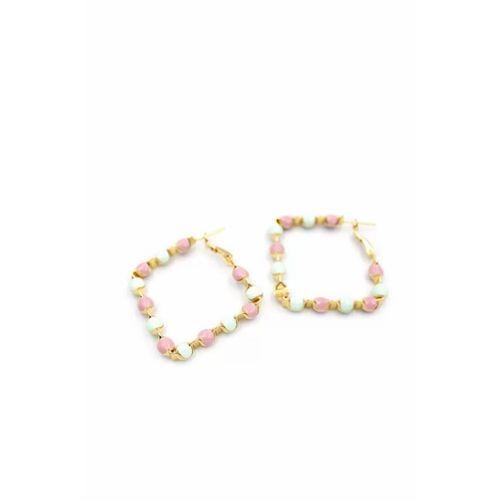 Mineli Halka Küpe - Pembe