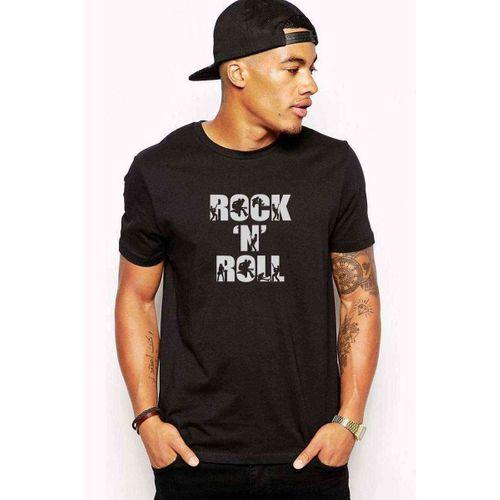 Rock'n Roll Gitar Rock Adamlar Sanatçılar Baskılı Siyah Erkek Tshirt