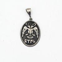 Çift Başlı Kartal İki Yüzü Desenli Gümüş Model Erkek Kolye