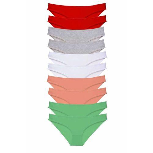 10 adet Süper Eko Set Likralı Kadın Slip Külot Kırmızı Gri Beyaz Pudra Yeşil