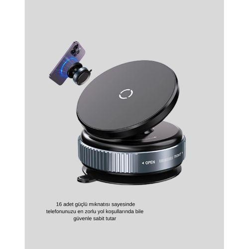 Vakumlu Vantuzlu Mıknatıslı Telefon Tutucu 360 Derece Döner