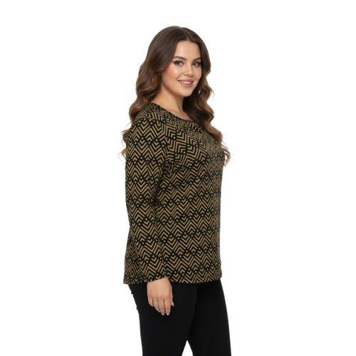 Kadın V Yaka Modelli Baskılı Bluz BGL-ST05104