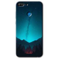 MRCİLETİSİM Honor 9 Lite Kılıf HD Desen Baskılı Arka Kapak + Temperli Cam - Night Fores Mount