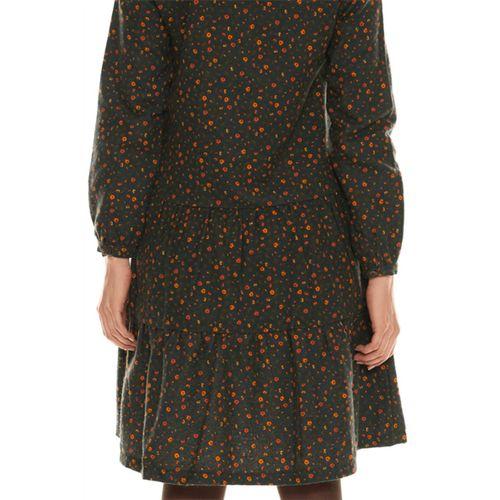 Haki Uzun Kol Pazen Püskül Yaka Kısa Elbise