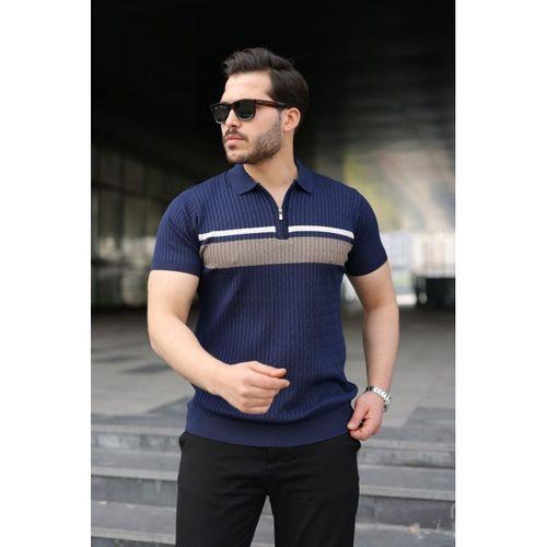 Erkek Örgü Desenli Renkli Kısa Kollu Triko Tişört