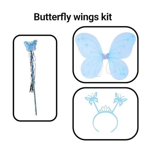 Mavi Çocuk Kelebek Kanat Taç Asa Seti, Eğlenceli ve Şık, Çocukların Hayal Gücünü Geliştirir