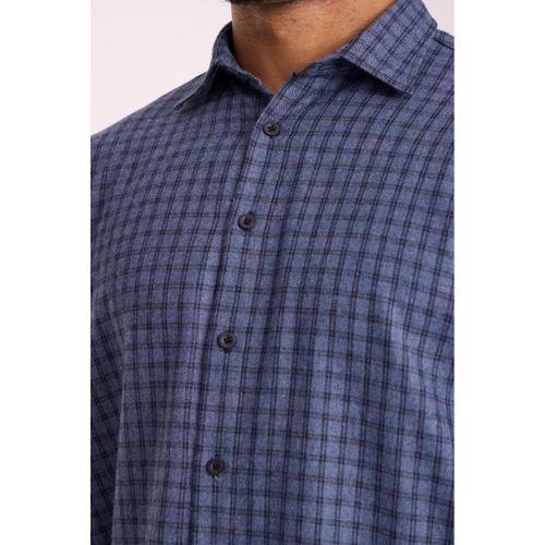 Alfonso Ekose Büyük Kareli Relaxed Fit %100 Pamuklu Flanel Kumaş Erkek Gömlek - Mavi