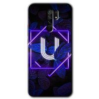 Xiaomi Redmi 9 HD Baskılı Kılıf + 9D Tam Ekran Koruyucu - Dark Neon Yaprak U Harfi