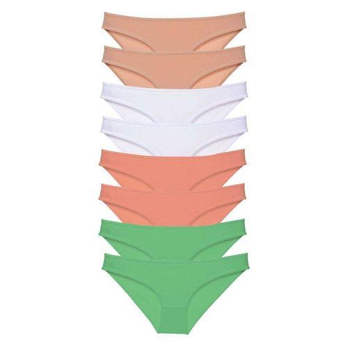 8 adet Süper Eko Set Likralı Kadın Slip Külot Ten Beyaz Pudra Yeşil