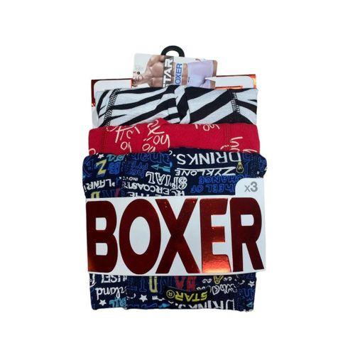 Star 106 Desenli Pamuklu Kemer Likralı 3'lü Boxer