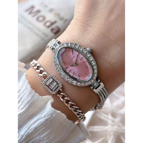 U.S.Polo Assn. Zincirli Özel Tasarım Çelik Kordon Kesme Kristal Camlı 3 Atm Kadın Kol Saati U02148.1