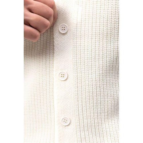 Oversize Selanik Örgü Düğmeli Erkek Hırka- Ekru