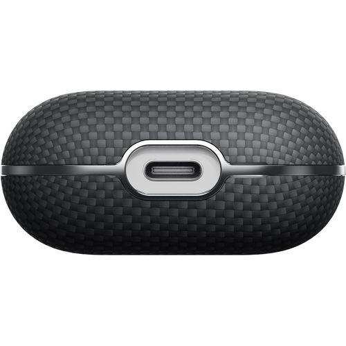 Apple Airpods 4 Kılıf 1500D Aramid Fiber Pitaka Ultra-Slim Classic Serisi Black-Grey Twill Kapak