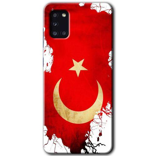 MRCİLETİSİM Samsung Galaxy A31 Kılıf HD Desen Baskılı Arka Kapak + Temperli Cam - Türkiyem