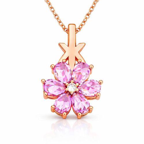 Gümüş Rose Pembe Sevgi Çiçeği Kadın Kolye