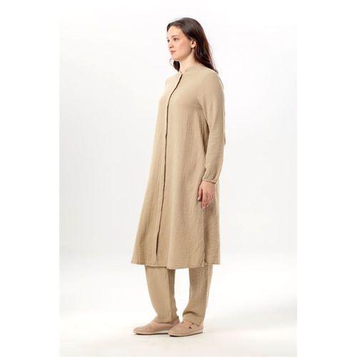 Uzun Kol Yaren Hakim Yaka Yazlık Müslin Tunik Vizon Vzn